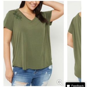 Dark Olive Green Embroidered tee